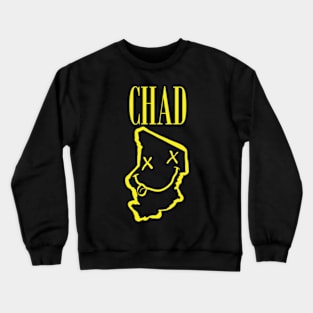 Vibrant Republic of Chad Africa x Eyes Happy Face: Unleash Your 90s Grunge Spirit! Smiling Squiggly Mouth Dazed Smiley Face Crewneck Sweatshirt